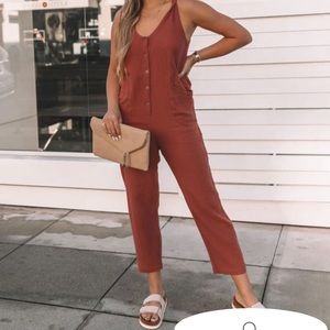 VICI WESTLYNN COTTON POCKETED JUMPSUIT - RUST